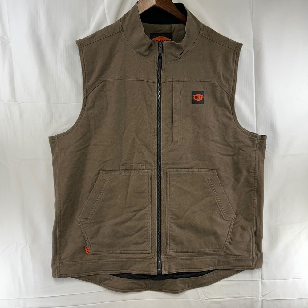 BRUNT D'Angelo Utility Vest Mens XL Brown Quilted Lining Cotton Blend Workwear